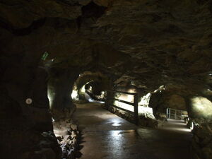 Idar Oberstein Cave Germany Illuminated circular route in show cave with LED spots
