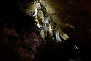 Billstein cave Germany Dynamic lighting in a stalactite cave