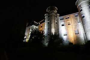 LED architectural lighting for castle façade in evening light Castle Herborn Germany