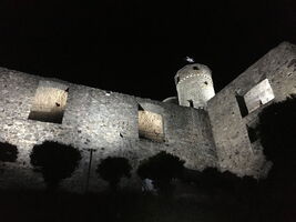 Architectural LED lighting on old castle