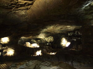 Idar Oberstein Cave Germany Recessed spotlights in underground grotto