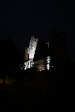 LED floodlight for castle wall at night Castle Greifenstein Germany